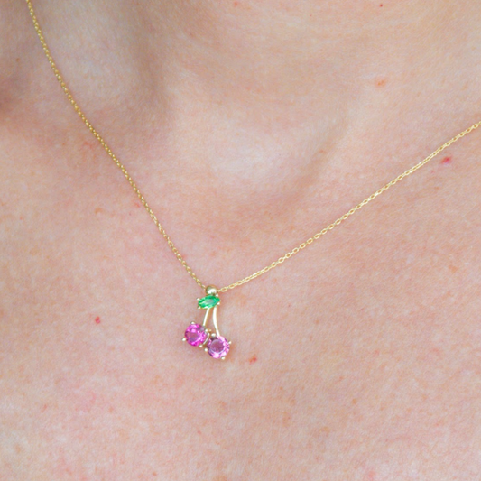 Cherry Charm Necklace – Delicate Gold Necklace for Every Day