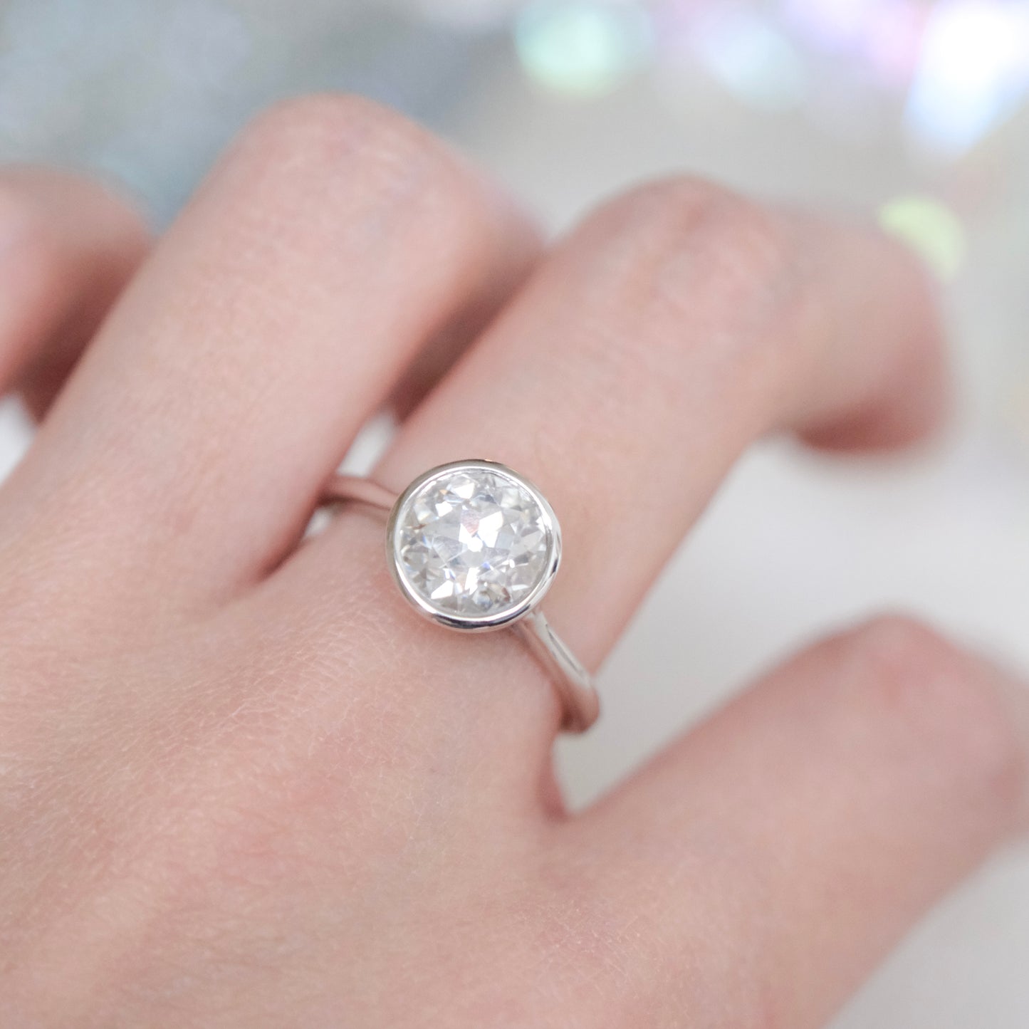 Vesper | Bezel-Set Old European Cut Moissanite Ring