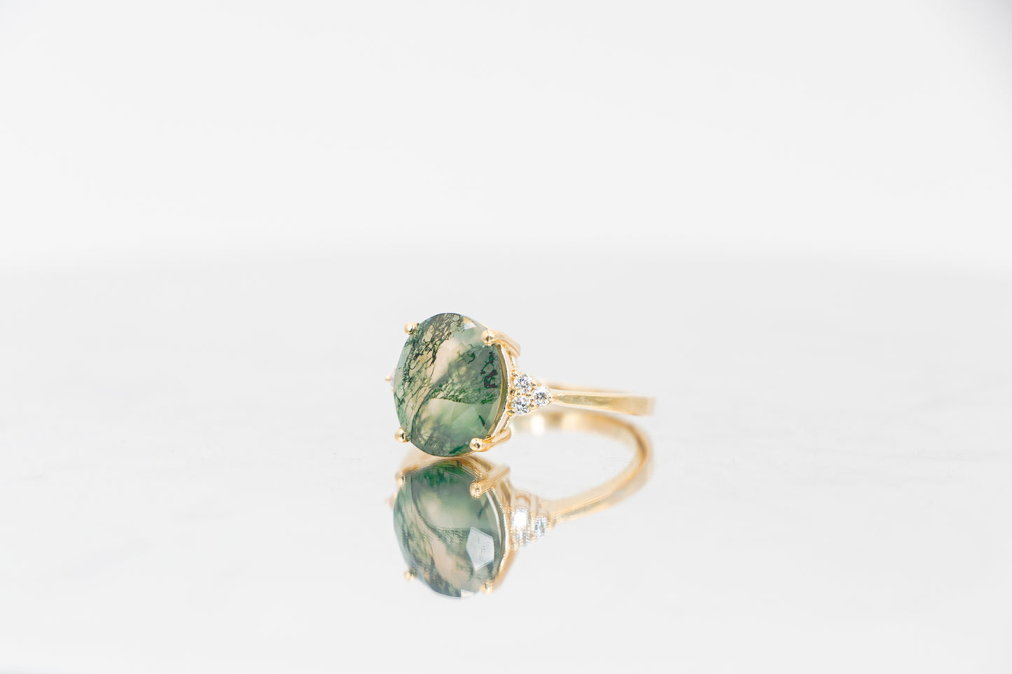 Whisper Willow Moss Agate Ring | Elegant and Unique Gemstone Jewelry