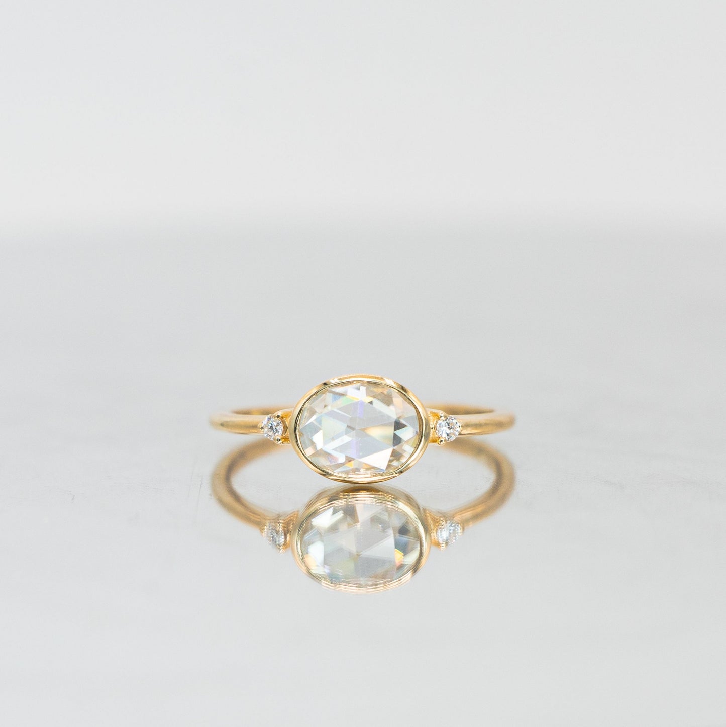 Celena Oval Rose Cut Ring | 14K Solid Gold Engagement & Statement Ring