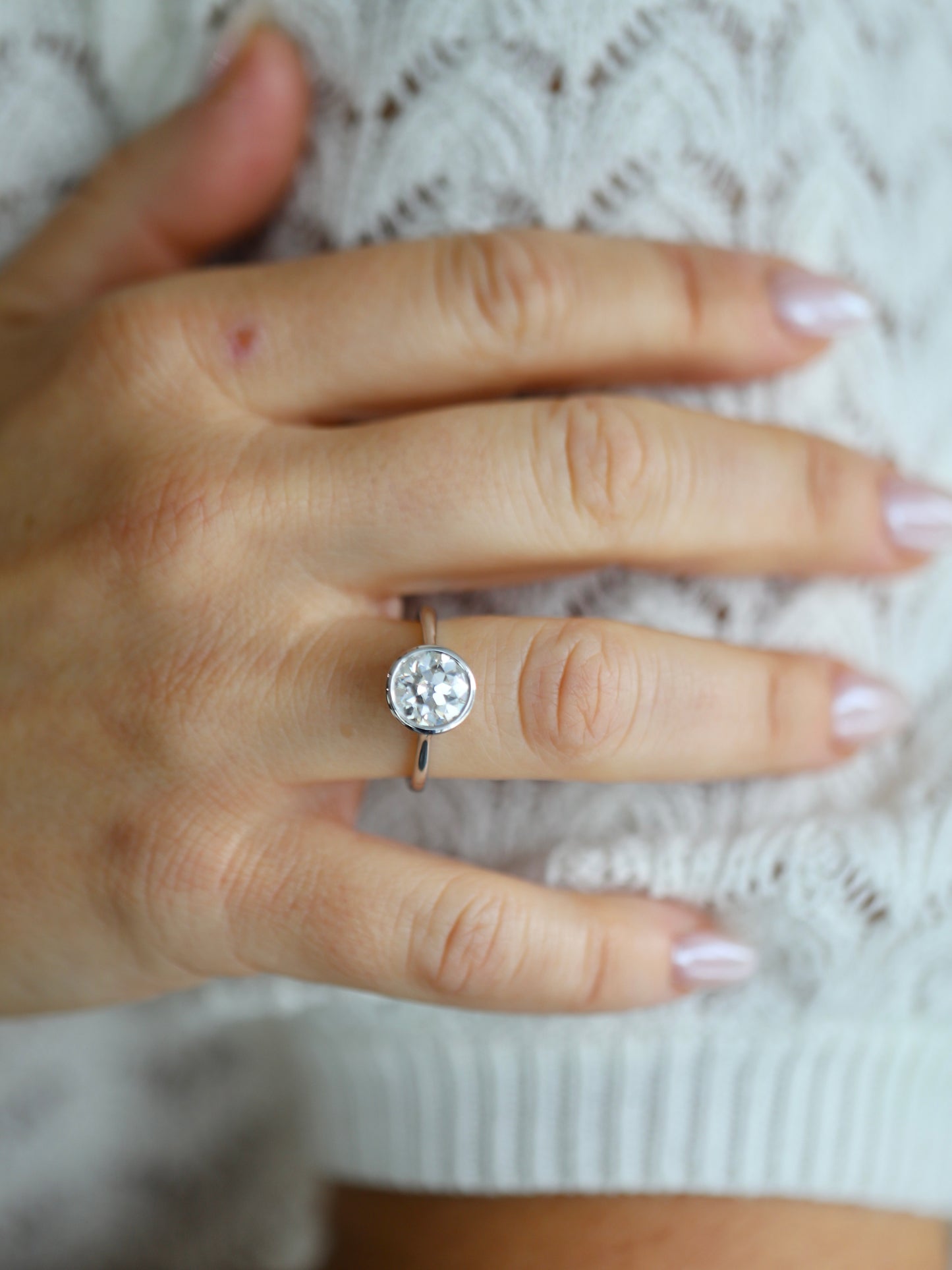 Vesper | Bezel-Set Old European Cut Moissanite Ring